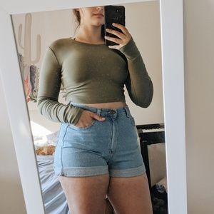 Long Sleeve Green Crop Top
